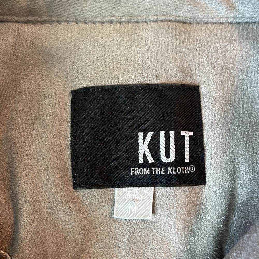 Kut From The Kloth Eleanor Gray Faux Suede Quilted Jacket Sz M - Picture 3 of 12